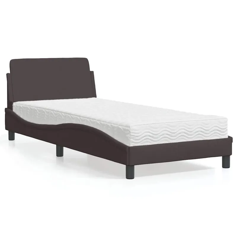 Bett mit Matratze "Dover" Dunkelbraun 90x200 cm Stoff
