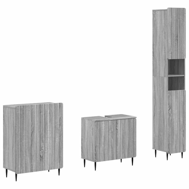 3-teiliges Badezimmer-Schranksystem ZWOLLE Sonoma-grigio