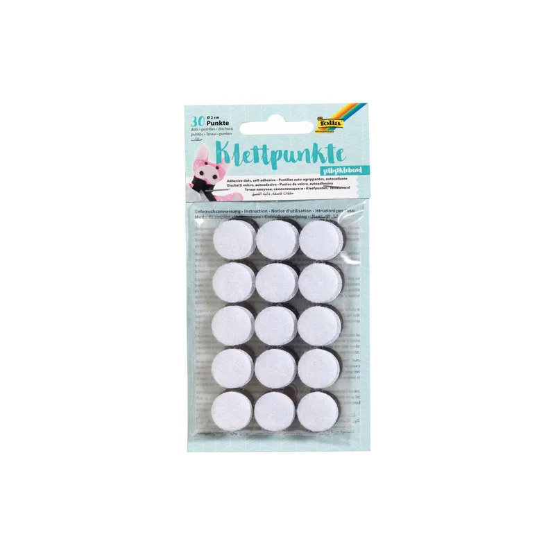 Folia Klettpunkte Selbstklebend, Ø 20 mm noir/blanc