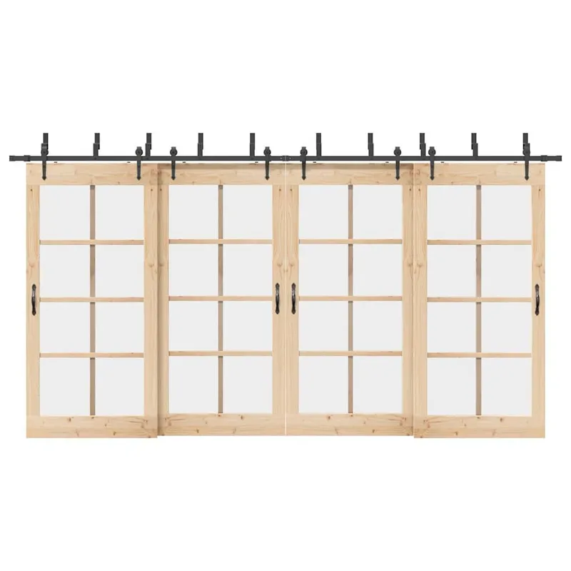 Schiebetürbeschlag-Set 427 cm Stahl Schwarz