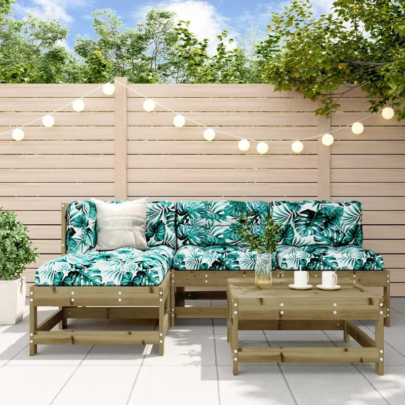 5-tlg. Garten-Lounge-Set con Kissen Imprägniertes Kiefernholz