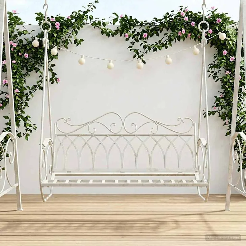Schaukelbank Stahl 112 x 60 x 126,5 cm Antik white