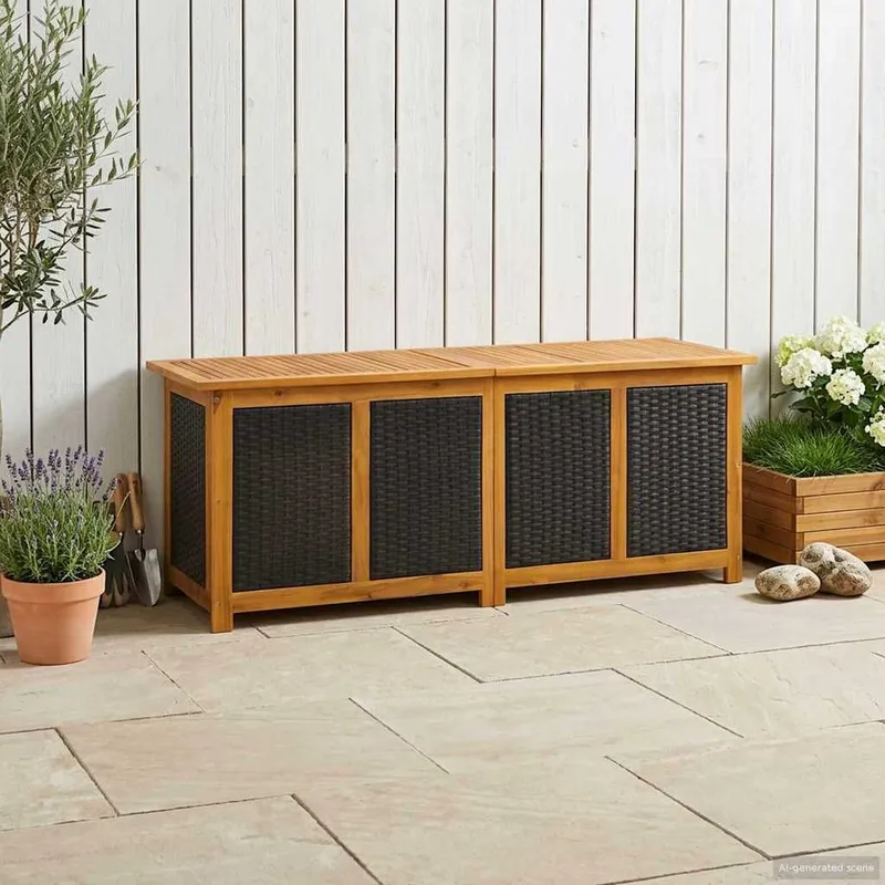 Gartenlagerbox 243 L Massivholz Akazie 150 x 50 x 56 cm Schwarz