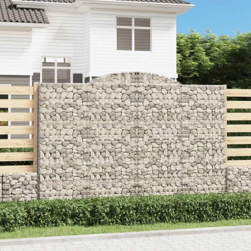 Gabionen mit Hochbogen 2 Stk. 300x30x200/220cm Verzinktes Eisen