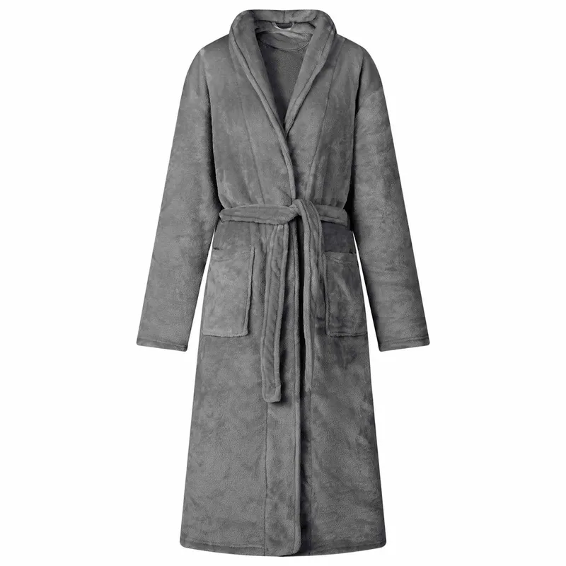 Bademantel senza Kapuze grigio scuro XXXL Flanell