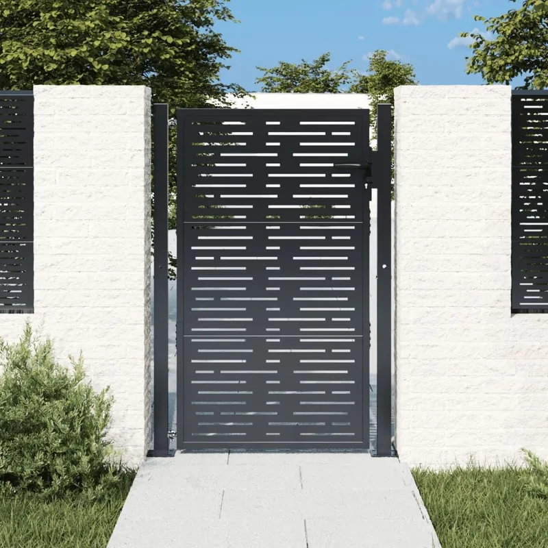 Gartentor Anthrazit 100x125 cm Stahl Quadratisches Design