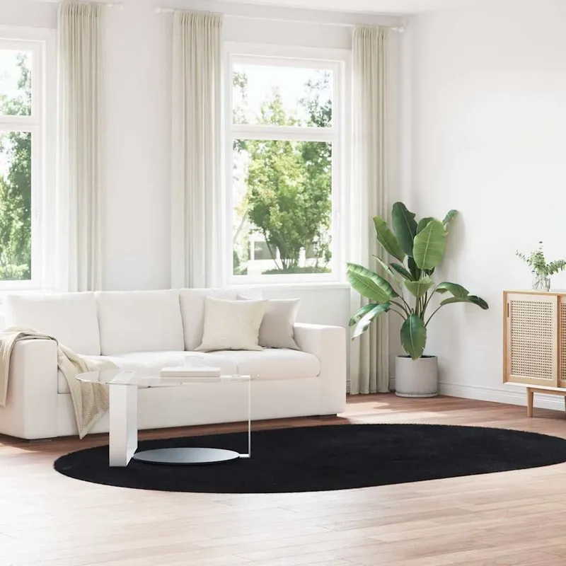 Teppich Shaggy Hochflor NAVARRA Schwarz 300x200 cm Polyester