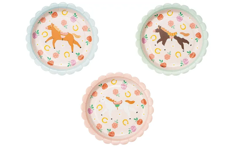 Partydeco Einwegteller Pferd 18 cm, 6 pezzi