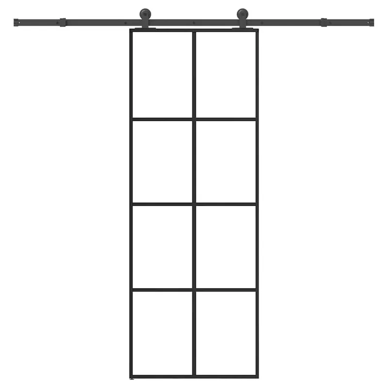 Schiebetür mit Beschlag 76x205 cm ESG-Glas & Aluminium