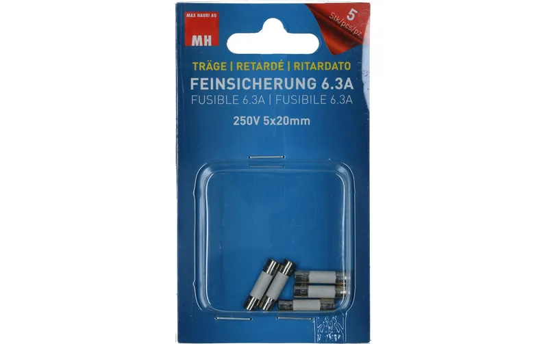 Max Hauri Schmelzsicherung 5 x 20 mm Träge 6.3 A, 5 pieces