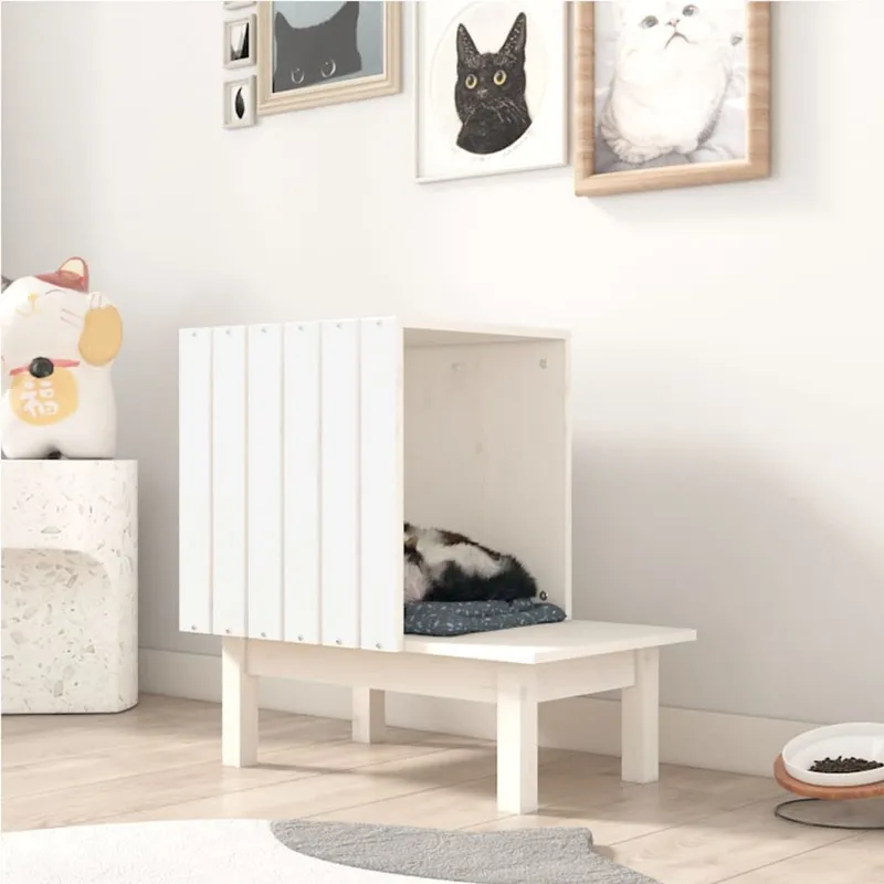 Katzenhaus bianco 60x36x60 cm legno massiccio pino