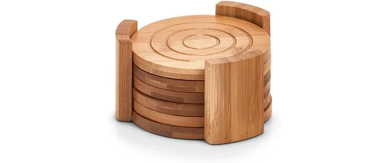 Zeller Present Glasuntersetzer Bambus Ø 12 x 7.7 cm, 7-teilig