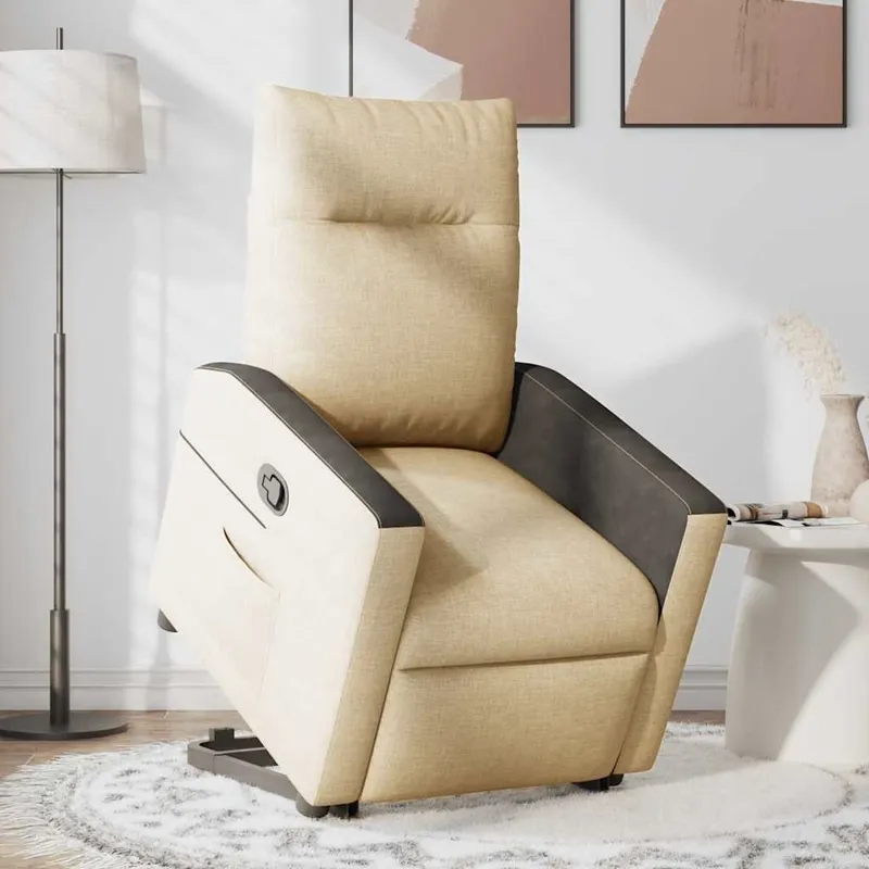 Relaxsessel con Aufstehhilfe Creme tessuto