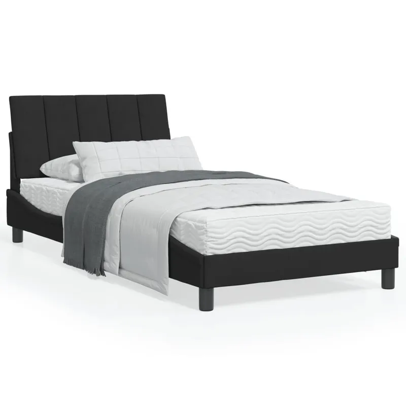 Bett mit Matratze "Hanko" Schwarz 100x200 cm Samt