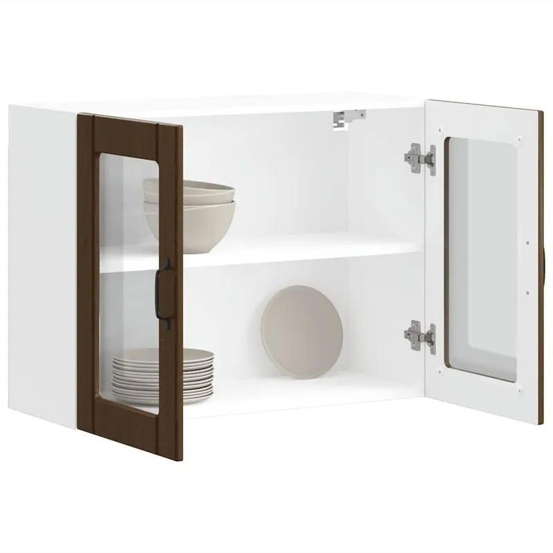 Küchen-Hängeschrank mit Glastür Lucca marrone Eichen-Optik