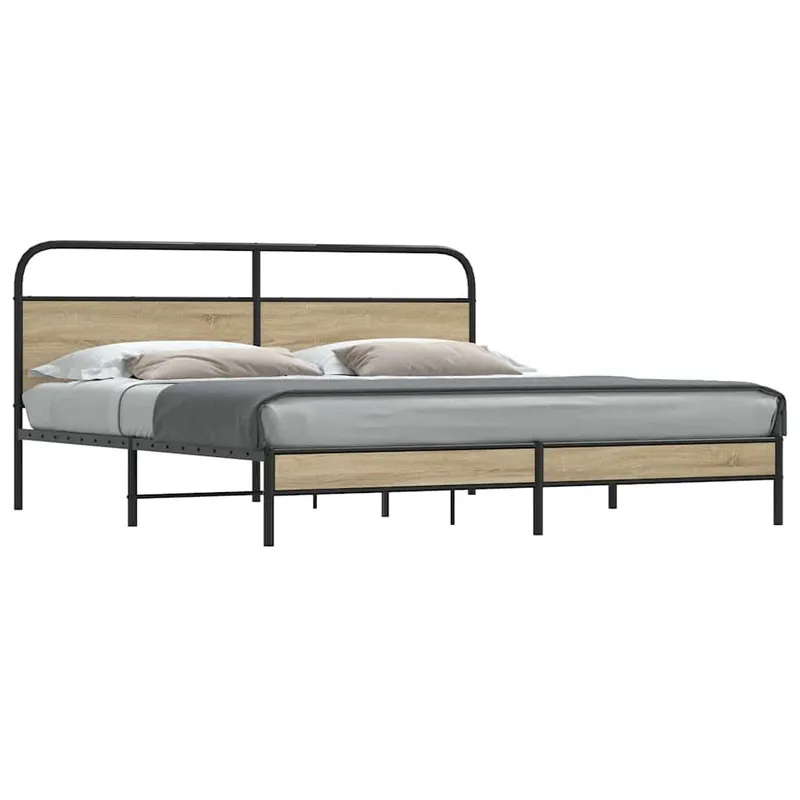 letto in metalloo senza materasso rovere affumicato 180x200 cm