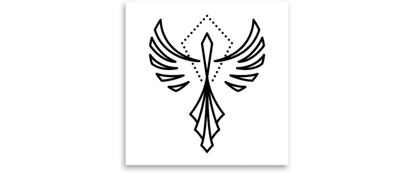 minink Tattoo Abstrakter Phönix Grösse: S (3.5 cm x 4.2 cm)
