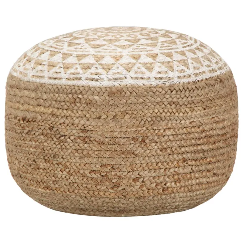 Handgefertigter Sitzpuff bianco 45x30 cm Jute