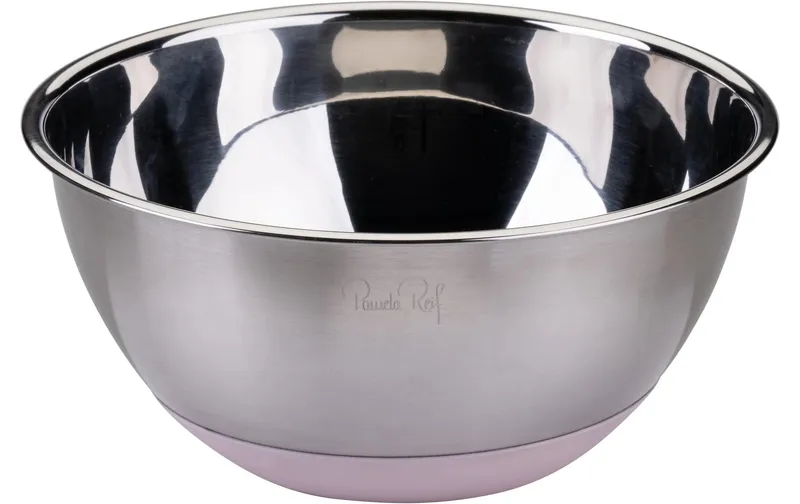 Fackelmann Edelstahlschüssel 2.3 l, Silber / Pastellrosa