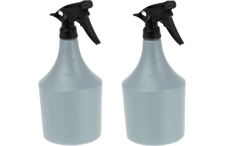 relaxdays Sprühflaschen 1 l, Kunsttessuto, grigio / nero, 2 pezzi