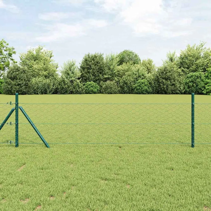Bodenmontierter Sechseckzaun 50 x 1,4 m PVC-beschichteter Stahl