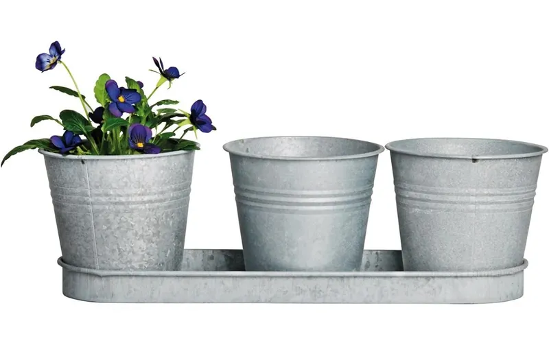 Esschert Design Blumentopf Altzink 3er Set, grigio