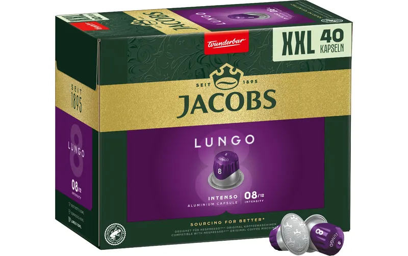 Jacobs Kaffeekapseln Lungo 8 Intenso 40 pièces