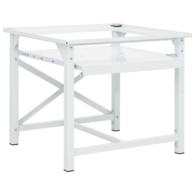 Socle pour machine à laver avec étagère coulissante Blanc