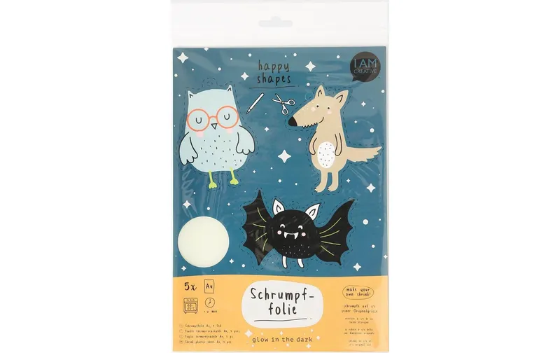 I AM CREATIVE Schrumpffolie Glow in the dark A4, 1 pièces, blanc