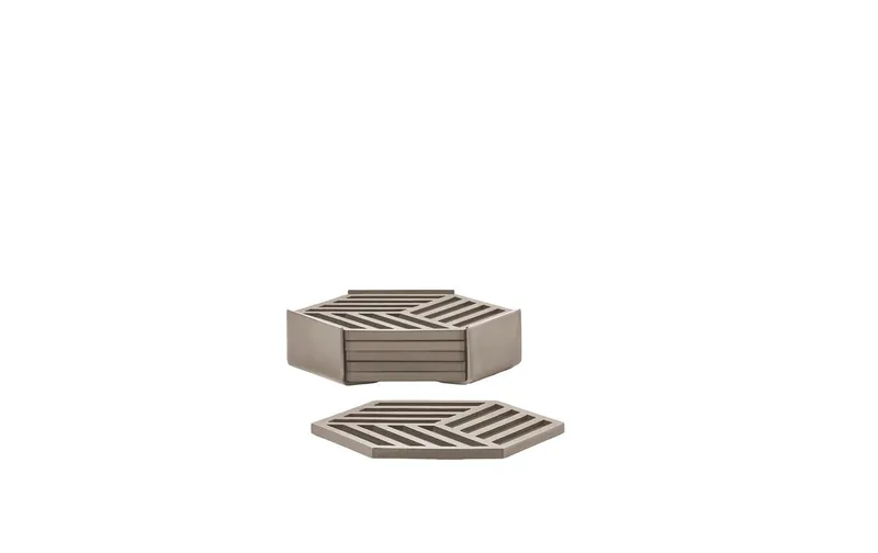 Zone Denmark Glasuntersetzer Hexagon 6er Set Taupe