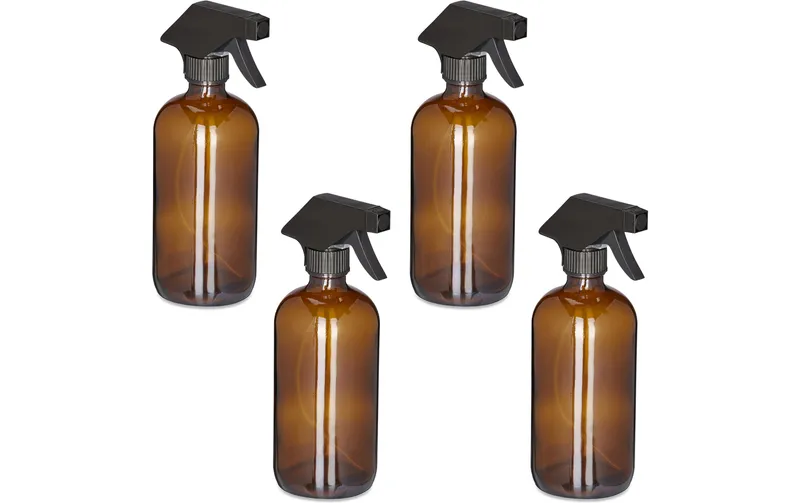 relaxdays Sprühflaschen 500 ml, brun, 4 pièces