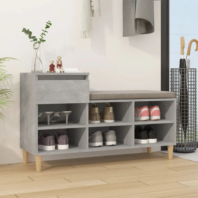 Schuhregal Betongrau 102x36x60 cm Holzwerkstoff