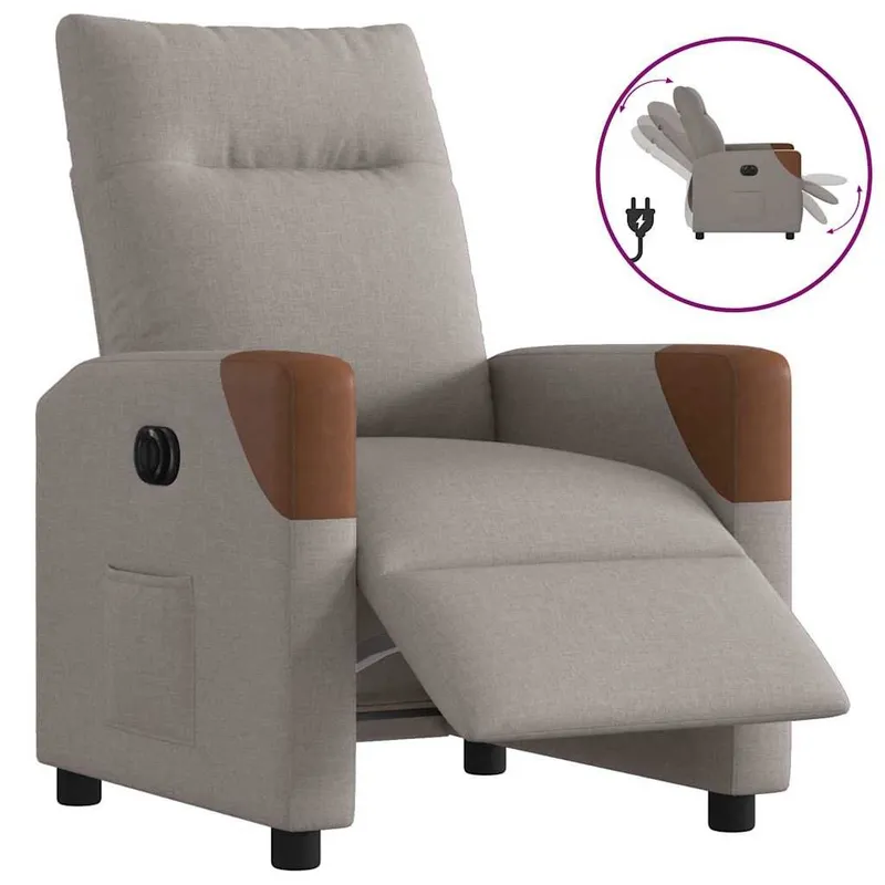Relaxsessel Elektrisch Taupe tessuto