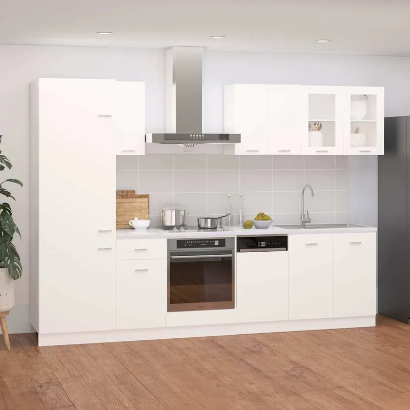 8-tlg. Küchenzeile Lyon Weiß Holzwerkstoff