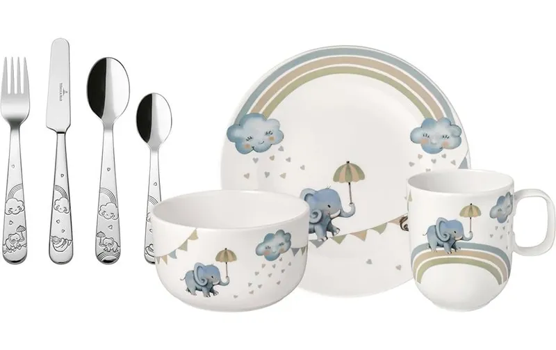 Villeroy & Boch Kindergeschirrset Walk Elephant 7-teilig, Hellblau