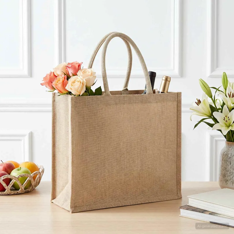 Jute-Handtaschen 10 naturale 42 x 33 x 19 cm 100% Tossa-Jute