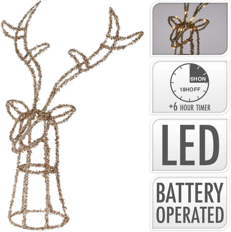 Deko Rentierkopf 30 LED