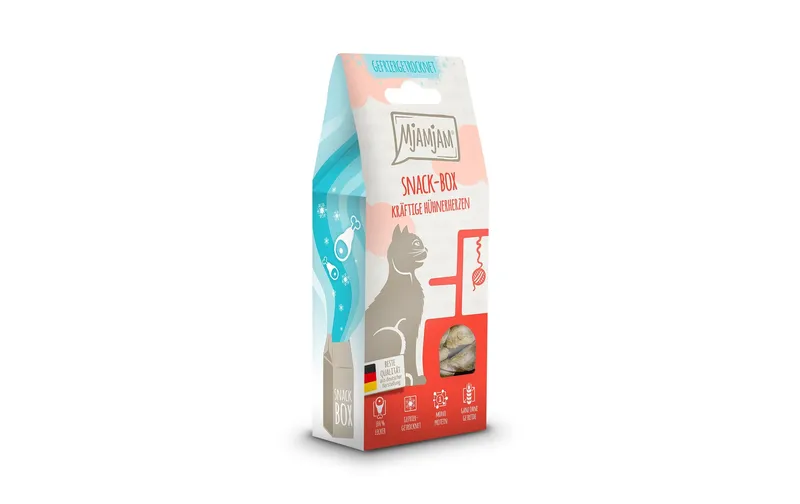 Mjamjam Katzen-Snack Snack Box Hühnerherzen, 35 g