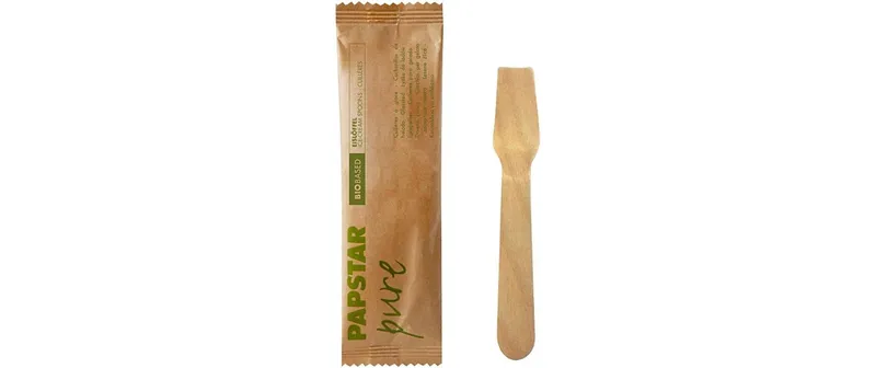 Papstar Einweg-Eislöffel Holz PURE 50 Stück Braun