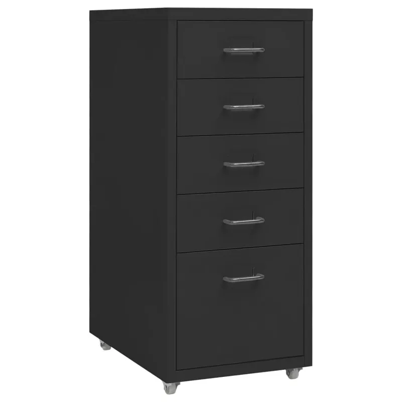 Aktenschrank con Rollen nero 28x41x69 cm Metall