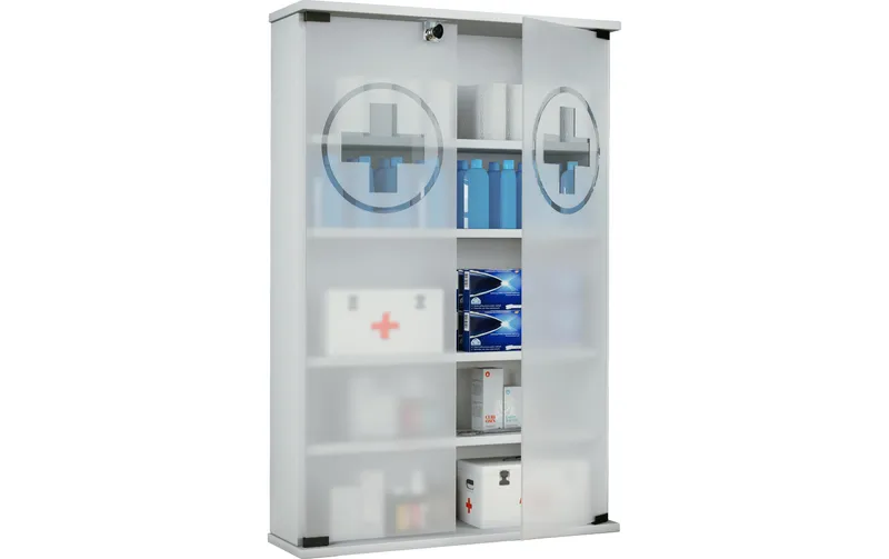 VCM Erste Hilfe Schrank Honula 91 x 60 x 17 cm, Weiss