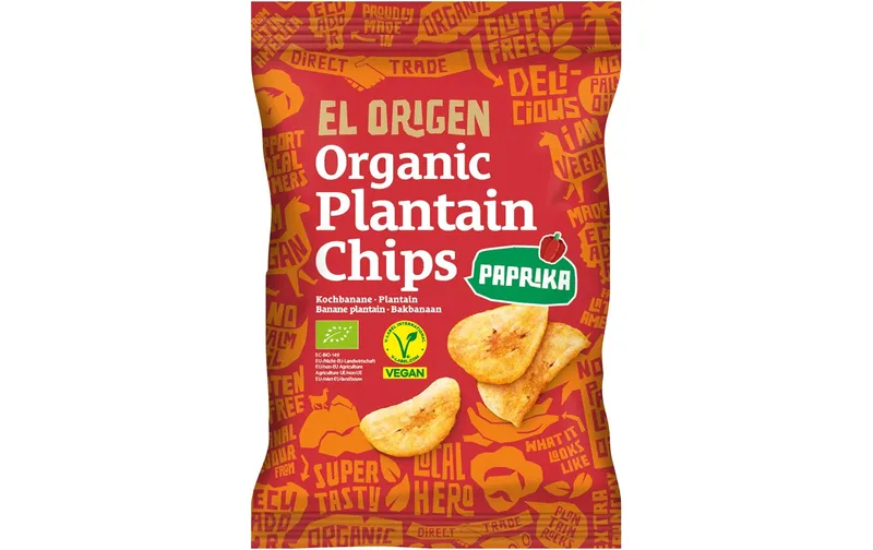 El Origen Kochbananen Chips Paprika Beutel 80g