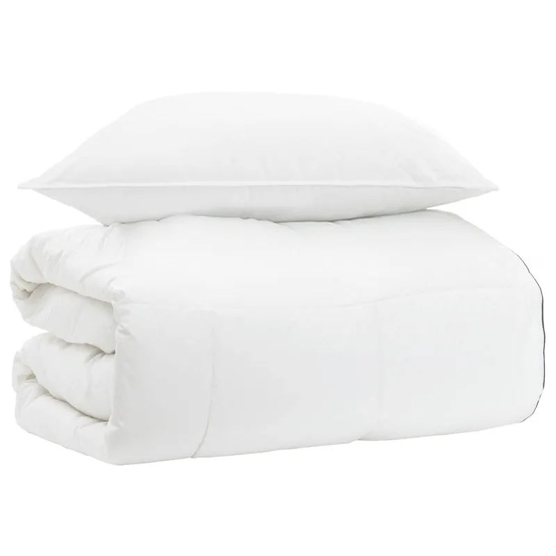 Bettwäsche-Set Weiß 135 x 200 cm Baumwolle, Bambus, Polyester