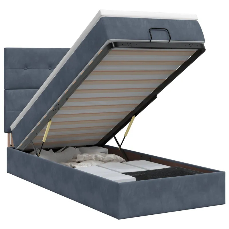 Lit ottoman avec matelas Gris foncé 90 x 200 cm Velours