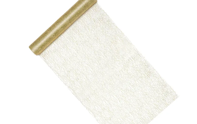 Partydeco Tischläufer Fasernetz 36 cm x 900 cm, Gold