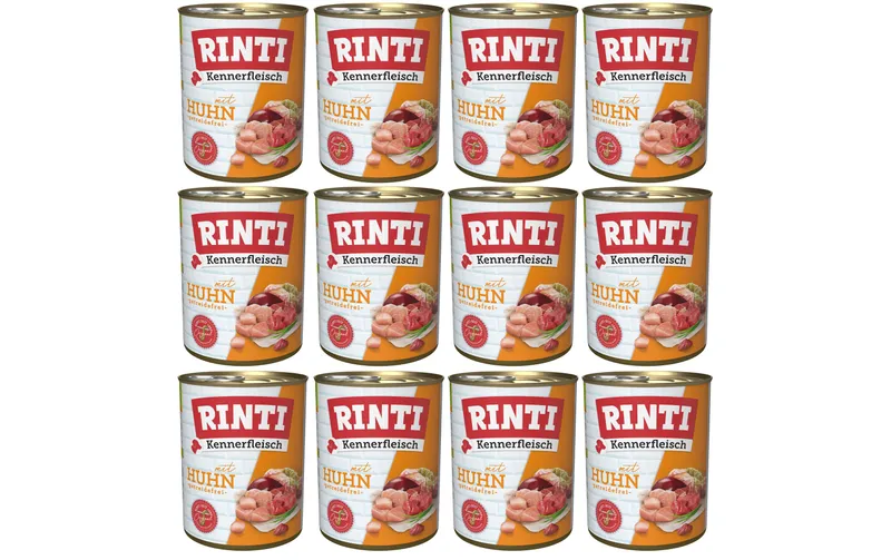Rinti Nassfutter Kennerfleisch pur Dose Huhn, 12 x 800 g