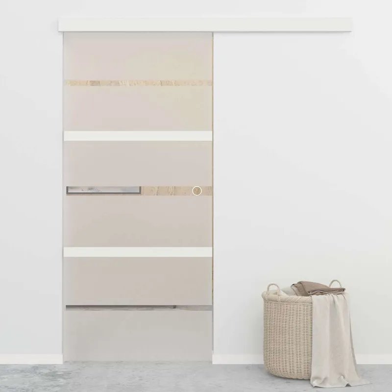 Porte coulissante butées souples Verre ESG aluminium 90x205 cm