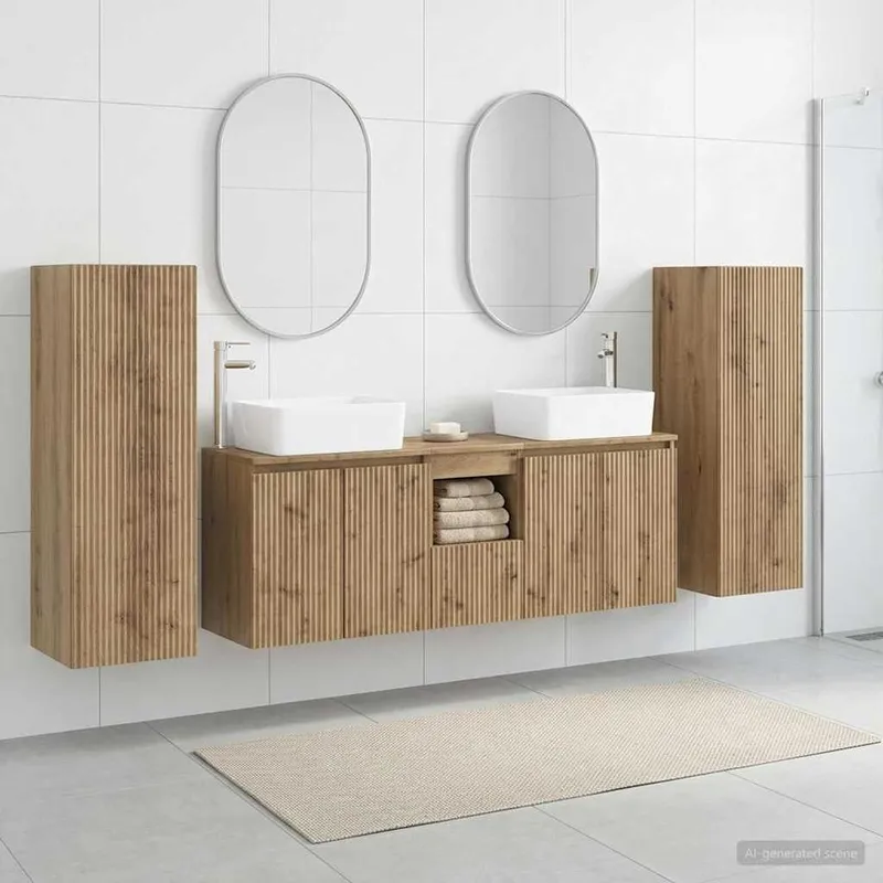 Badezimmermöbel-Set 5 Stk. Artisan-Eiche 33 x 34,5 x 100 cm