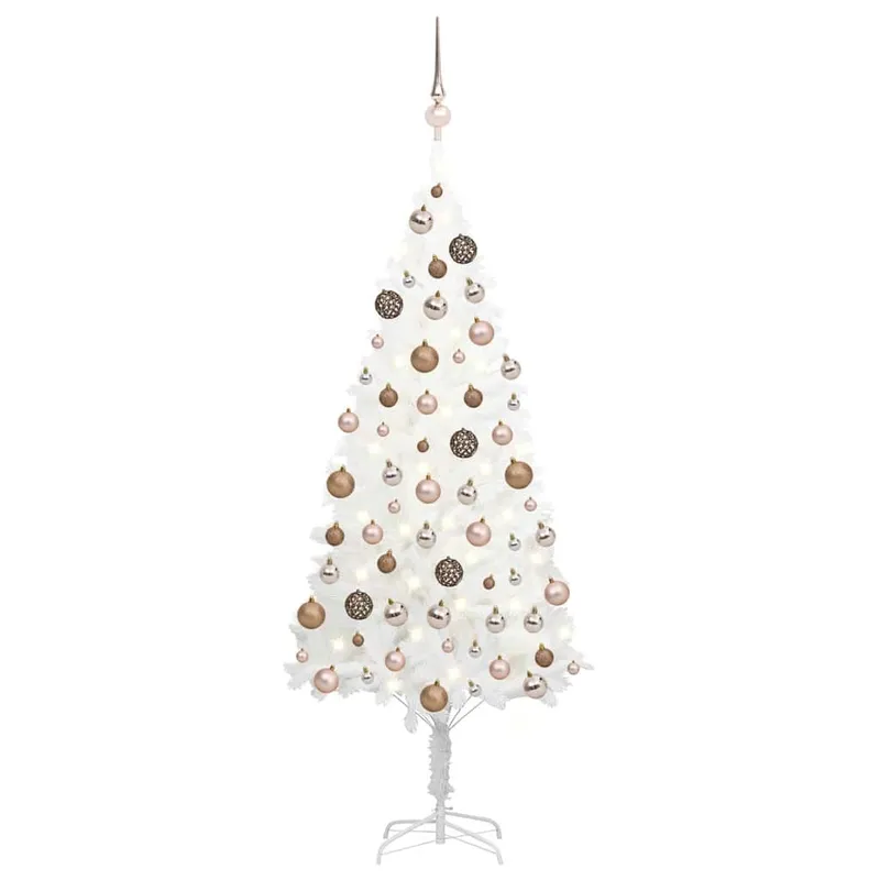 artificiale Weihnachtsbaum mit Beleuchtung & Kugeln bianco 120 cm