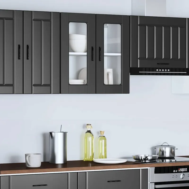 Küchen-Hängeschrank con Glastür Porto nero